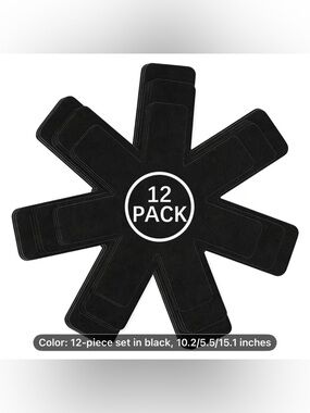 Pot & Pan Protectors 12 Pack Prevent Scratches NEW Black Color